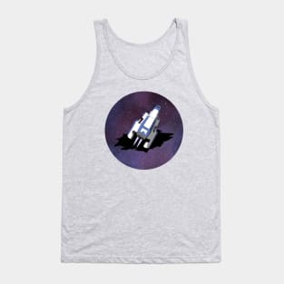 Spaceship Flying Through Tear In Space Tank Top